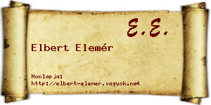 Elbert Elemér névjegykártya